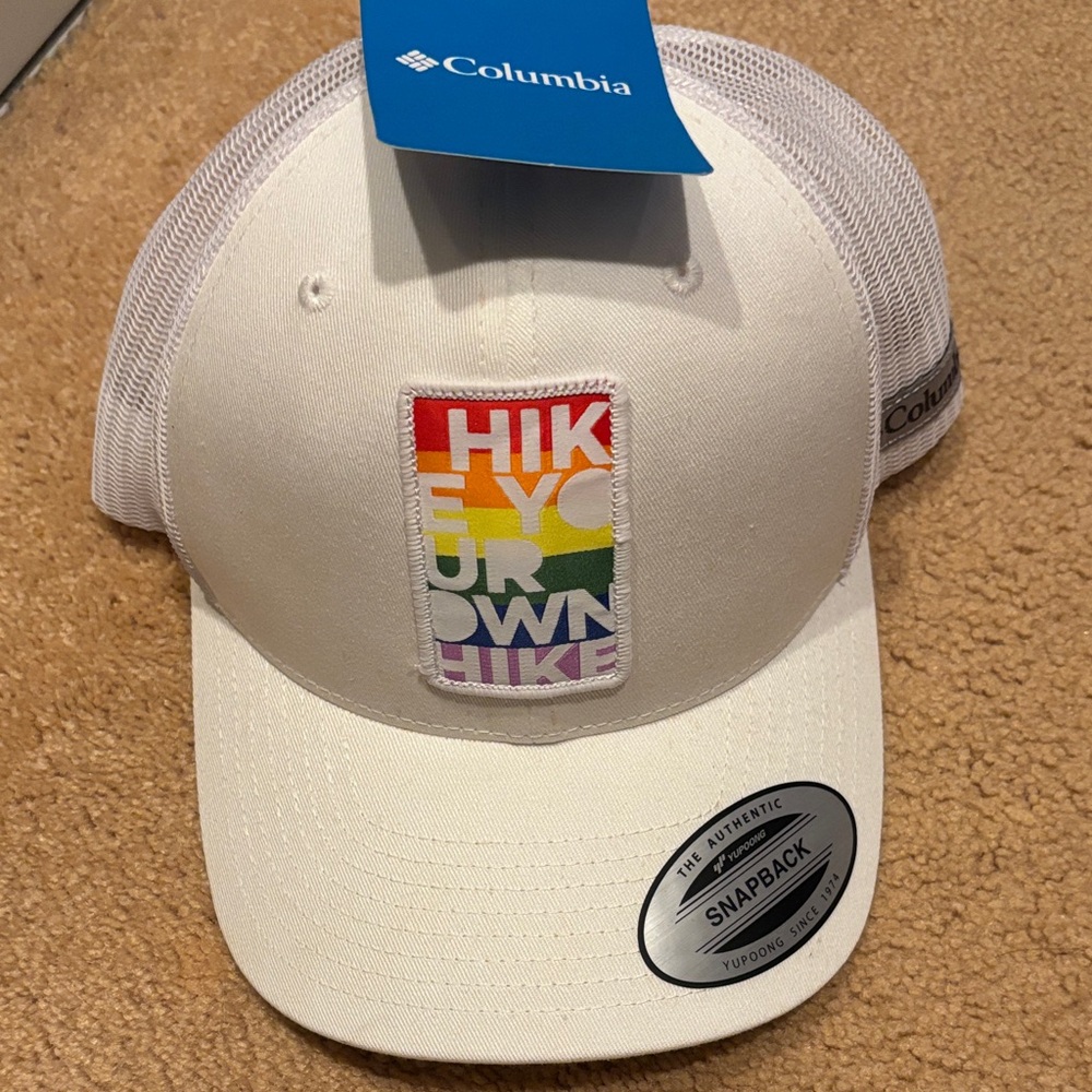 Columbia White Cap with Multicolor Patch